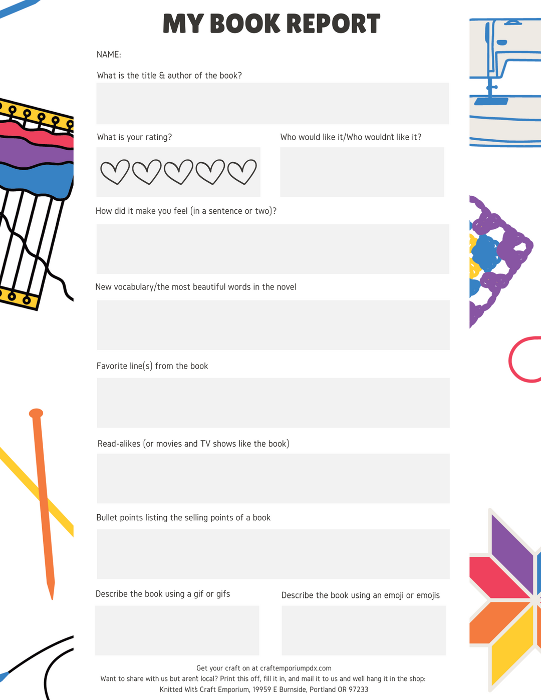 Book Report page