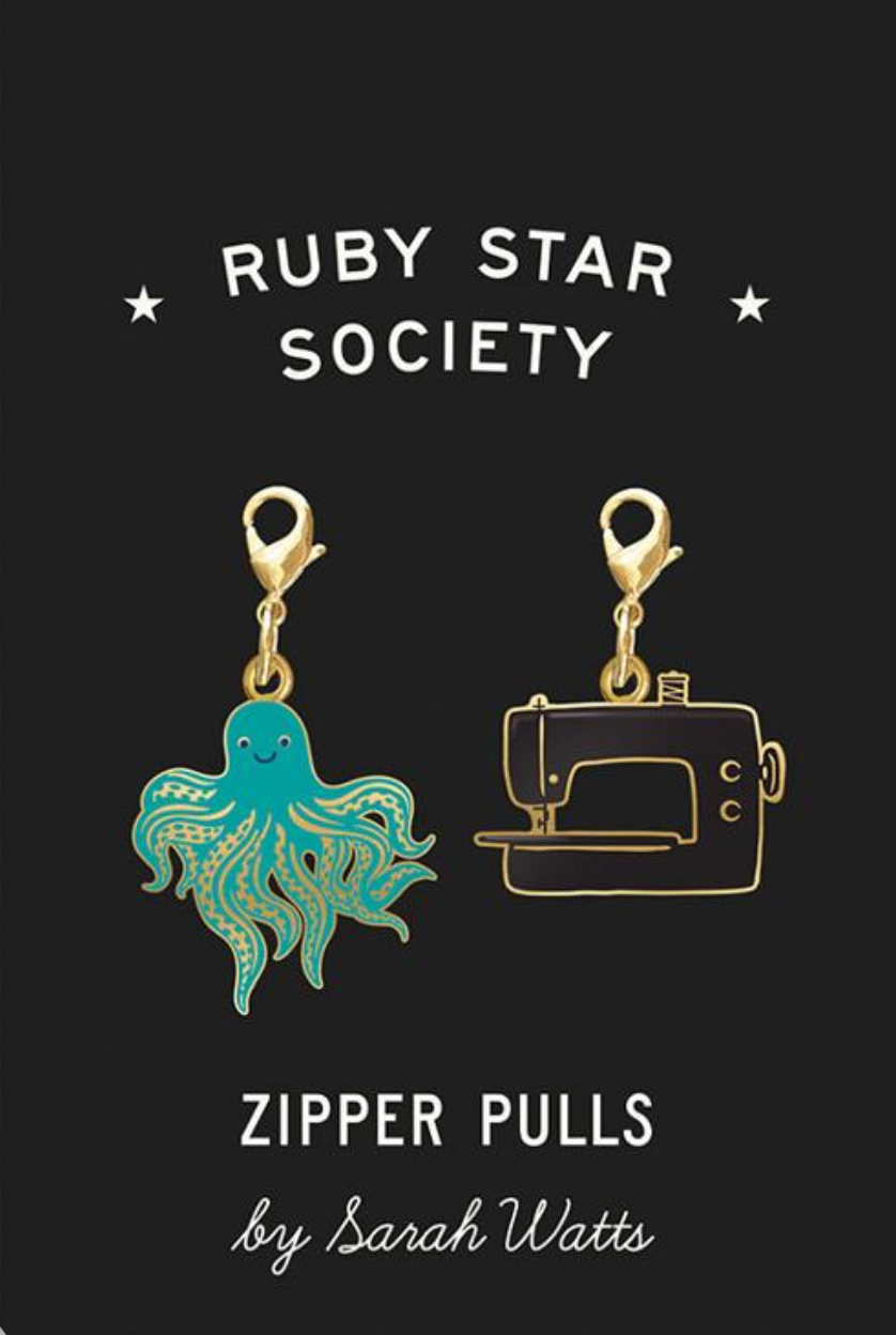 Octopus and Sewing Machine Zipper Pulls by Sarah Watts RS 7055