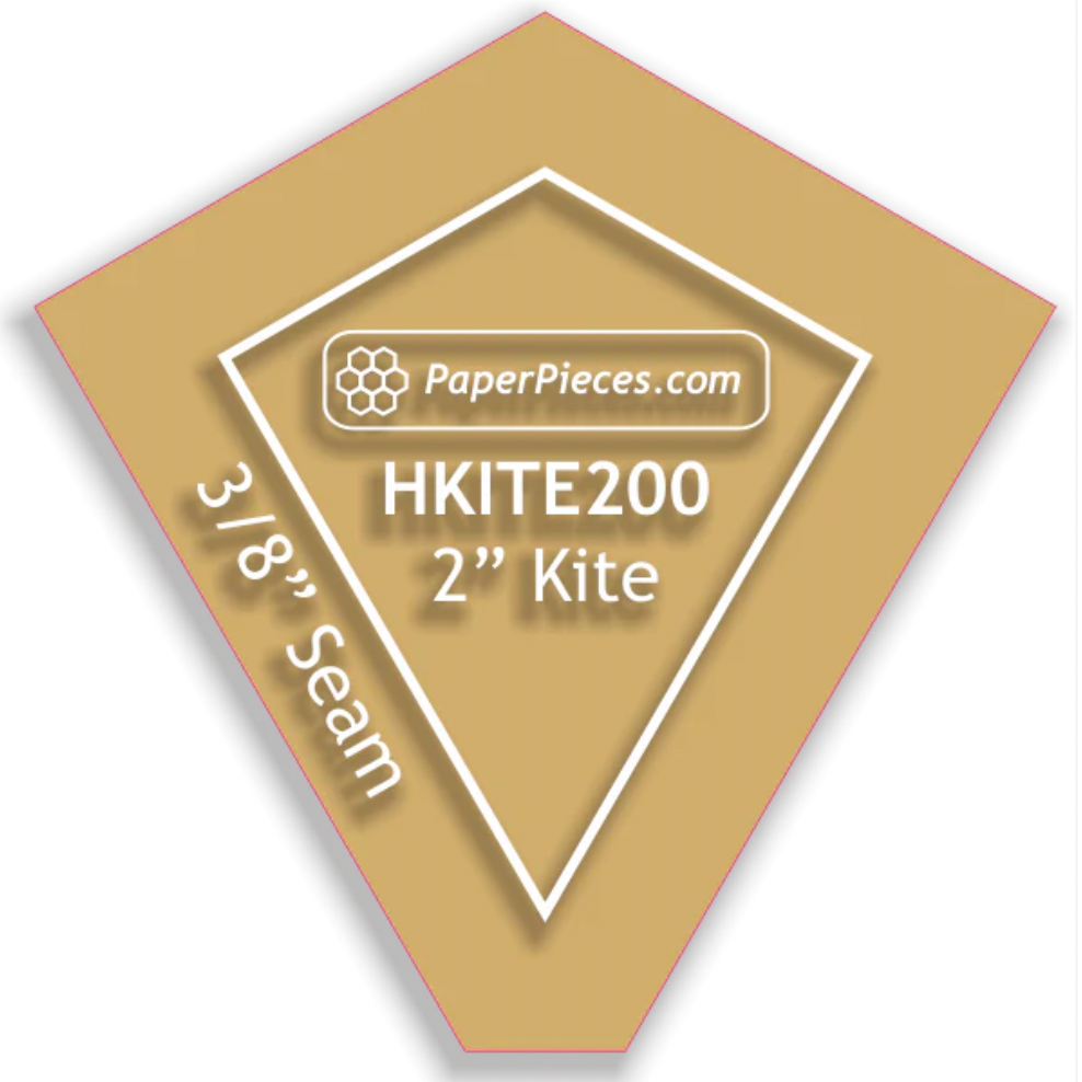 2" Hexagon Kites Acrylic Template with 3/8" seam allowance from Paper Pieces