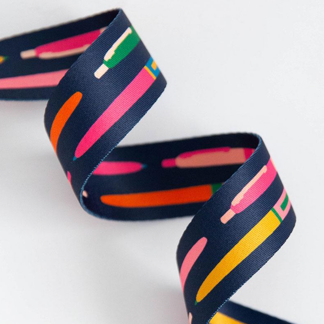 Pens in Navy Webbing, 1.5" wide, half yard continuous cut