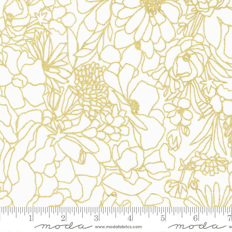 Gilded Metallic Paper Gold Doodle Garden Florals by Alli K Design / 11533 15M / Half yard continuous cut