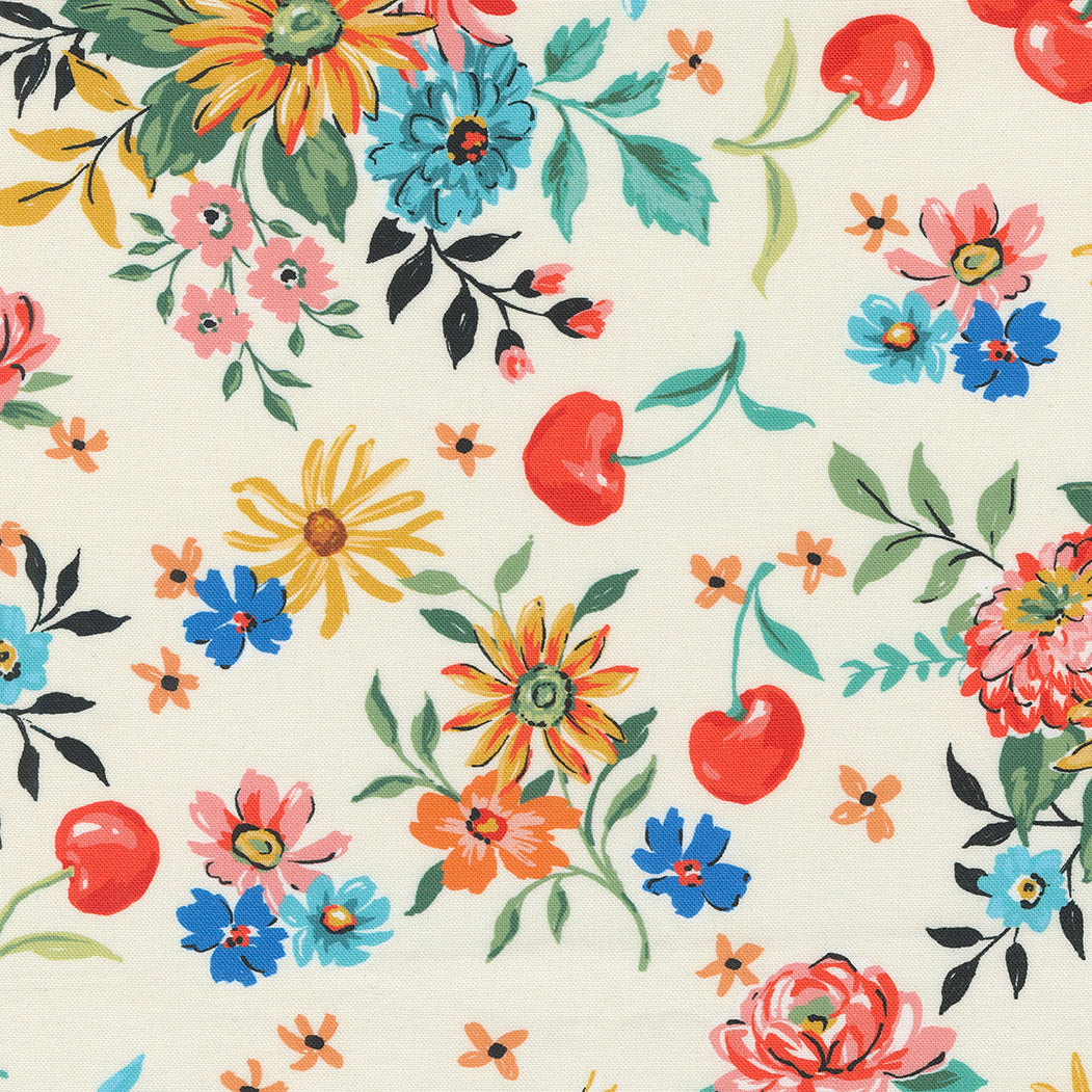 Julia Porcelain Cherry Cordial by Crystal Manning for Moda / 11920 11 / Half yard continuous cut
