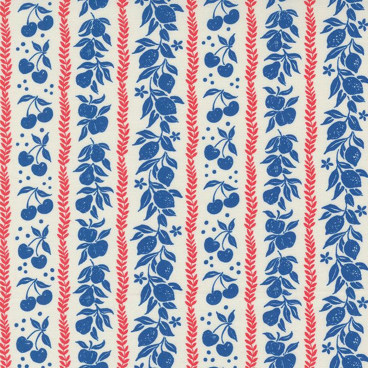 Julia Porcelain Delft Mixed Fruit Tart Stripes by Crystal Manning for Moda / 11925 22 / Half yard continuous cut