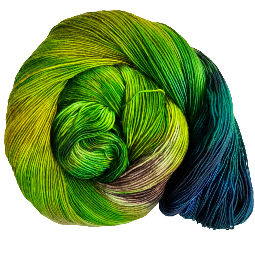 Green Leaf Cutter Bee - Hand dyed yarn - Mohair - Fingering - Sock - DK - Sport -Boucle - Worsted - Bulky -