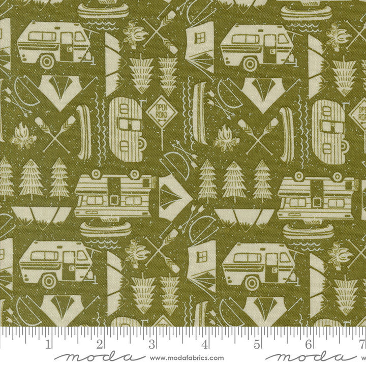 The Great Outdoors Open Road in Forest by Stacy Iest Hsu for Moda / 20884 13 / Half yard continuous cut