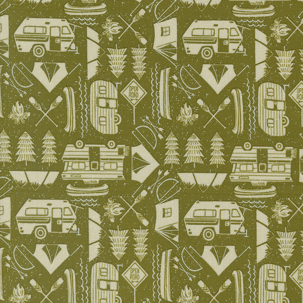 The Great Outdoors Open Road in Forest by Stacy Iest Hsu for Moda / 20884 13 / Half yard continuous cut