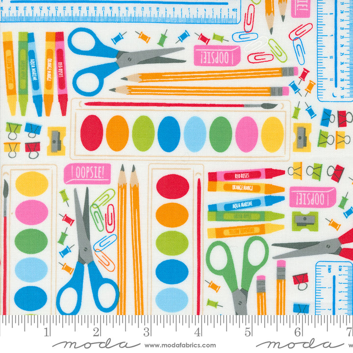 Back to School Paper School Supplies by Stacy Iest Hsu for Moda / 20891 11 / Half yard continuous cut