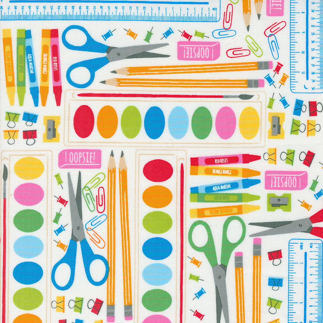 Back to School Paper School Supplies by Stacy Iest Hsu for Moda / 20891 11 / Half yard continuous cut