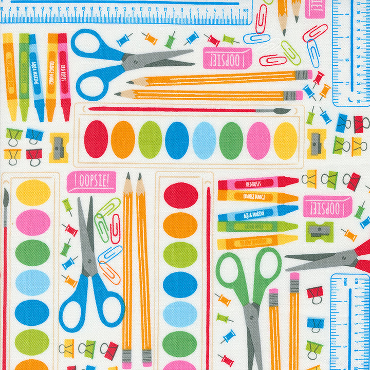 Back to School Paper School Supplies by Stacy Iest Hsu for Moda / 20891 11 / Half yard continuous cut