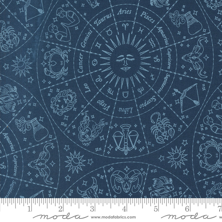 Starry Sky Night Zodiac Signs by April Rosenthal Prairie Grass for Moda / 24160 17 / Half yard continuous cut