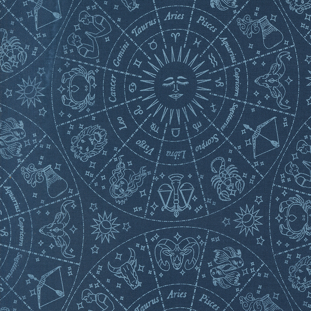 Starry Sky Night Zodiac Signs by April Rosenthal Prairie Grass for Moda / 24160 17 / Half yard continuous cut