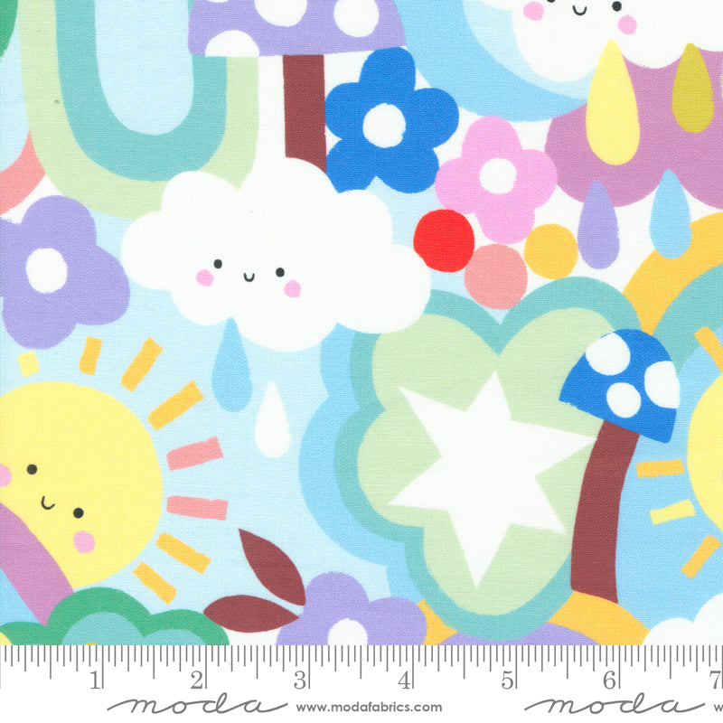 Whatever the Weather Rainbow Garden Landscape Multi fabric by Paper and Cloth for Moda / 25142 11 / Half yard continuous cut