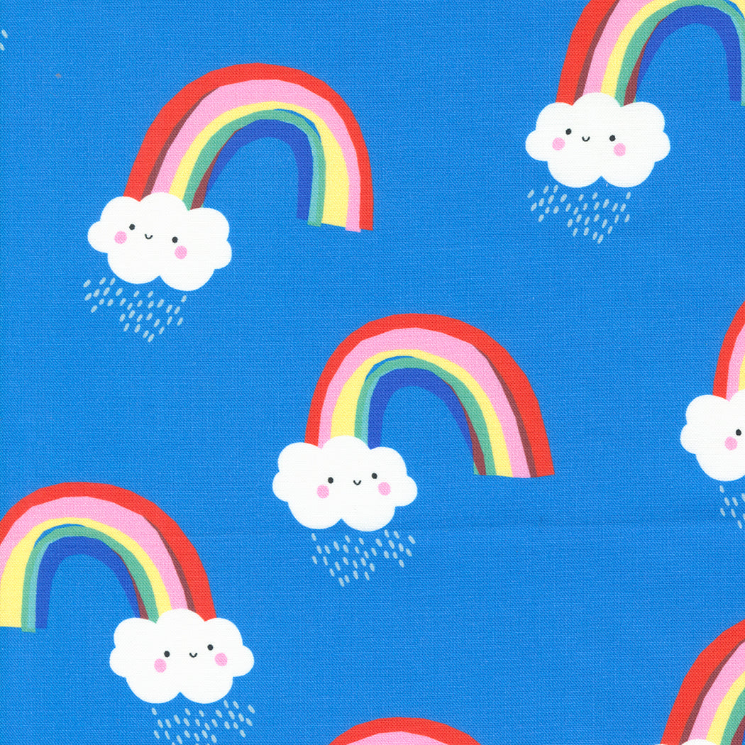 Whatever the Weather Papercut Rainbows Bright Sky fabric by Paper and Cloth for Moda / 25145 13 / Half yard continuous cut no