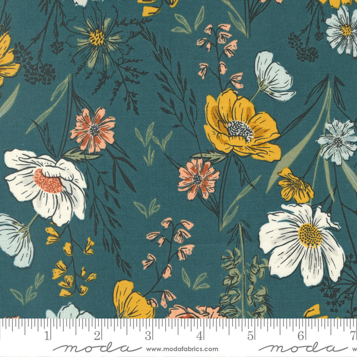 Woodland & Wildflowers Dark Lake Wonder Florals Fabric by Fancy That Design House for Moda / 45580 11 / Half yard continuous cut