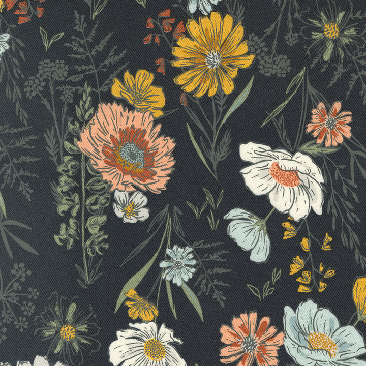 Woodland & Wildflowers Charcoal Wonder Florals Fabric by Fancy That Design House for Moda / 45580 19 / Half yard continuous cut