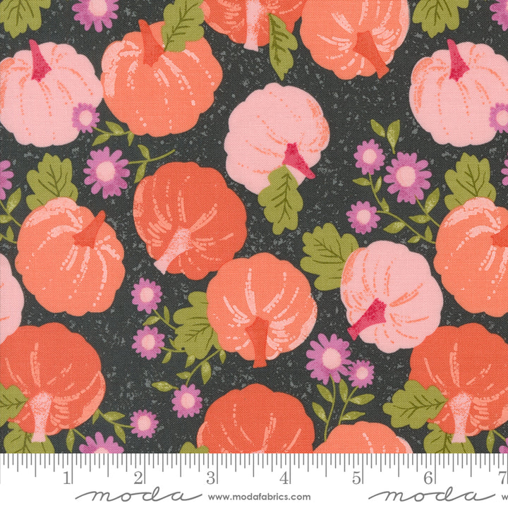 Hey Boo Pumpkin Patch Midnight by Lella Boutique for Moda / 5210 16 / Half yard continuous cut