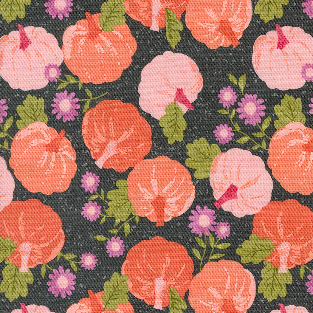 Hey Boo Pumpkin Patch Midnight by Lella Boutique for Moda / 5210 16 / Half yard continuous cut
