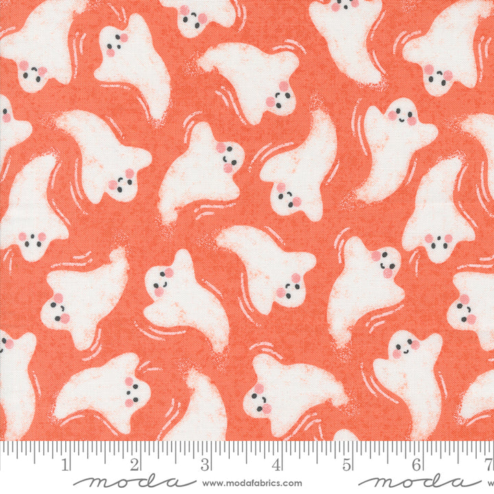 Hey Boo Friendly Ghost Soft Pumpkin by Lella Boutique for Moda / 5211 12 / Half yard continuous cut