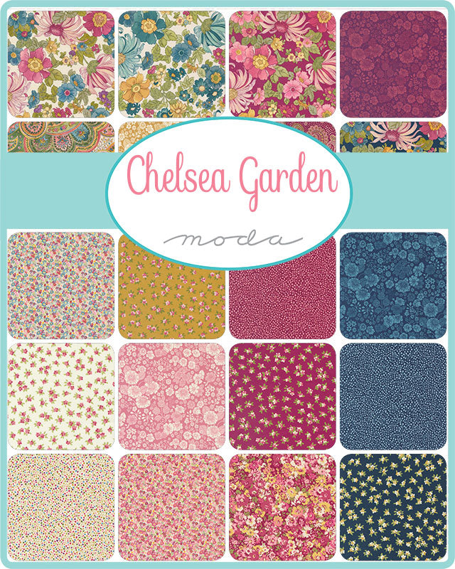 Chelsea Garden COTTON LAWN Flower Show in Navy for Moda / 33740 12LW / Half yard continuous cut