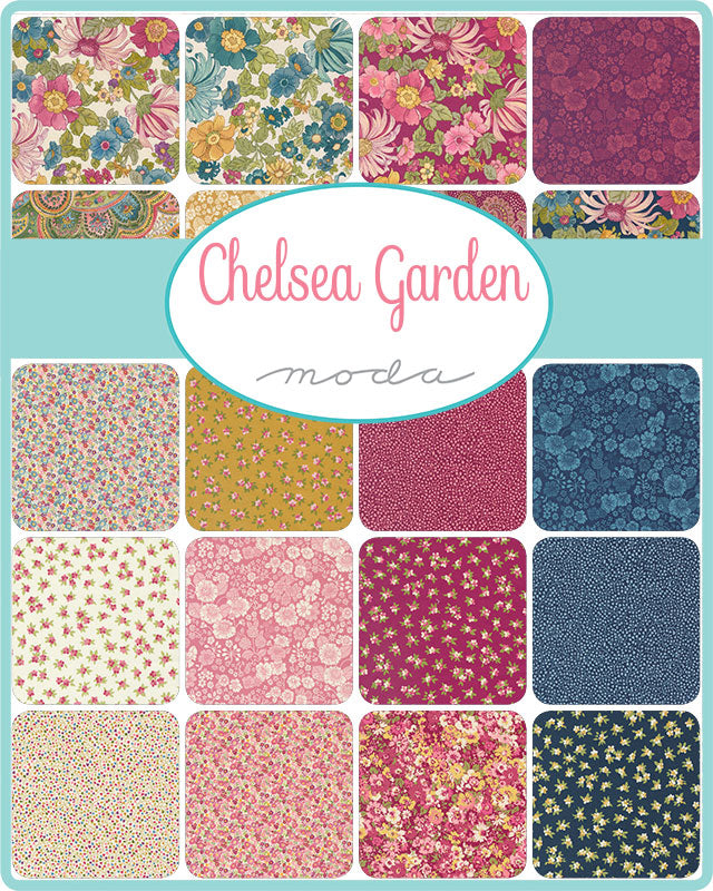 CLEARANCE Chelsea Garden COTTON LAWN Flower Show in Navy for Moda / 33740 12LW / FULL yard continuous cut