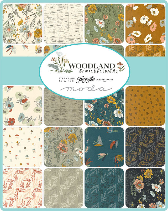 Woodland & Wildflowers Dark Lake Wonder Florals Fabric by Fancy That Design House for Moda / 45580 11 / Half yard continuous cut