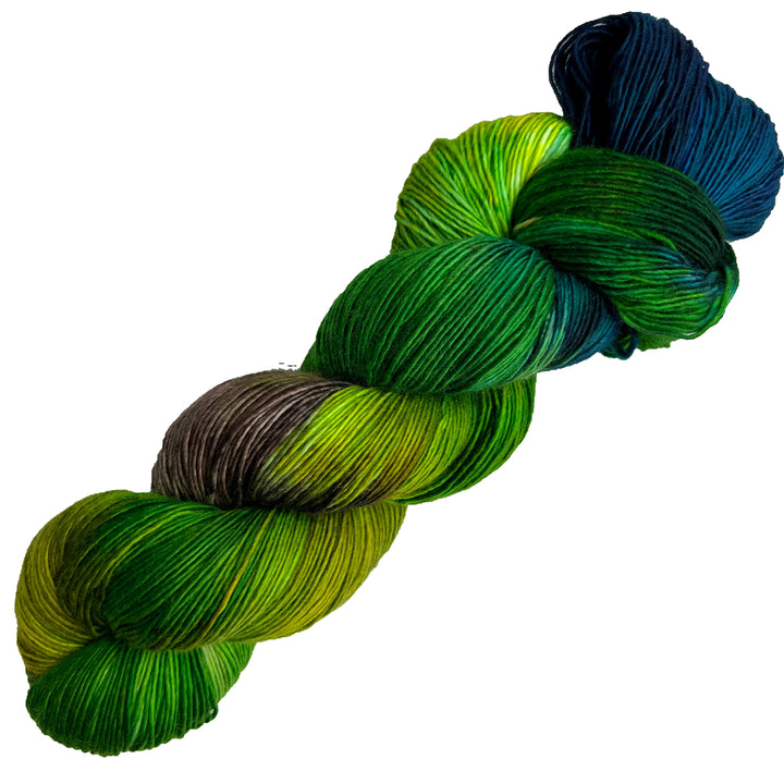 Green Leaf Cutter Bee - Hand dyed yarn - Mohair - Fingering - Sock - DK - Sport -Boucle - Worsted - Bulky -
