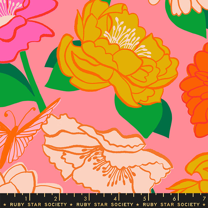 Flowerland Sorbet Vintage Florals Fabric Yardage by Melody Miller for Ruby Star Society / RS0067 13 / Half yard continuous cut