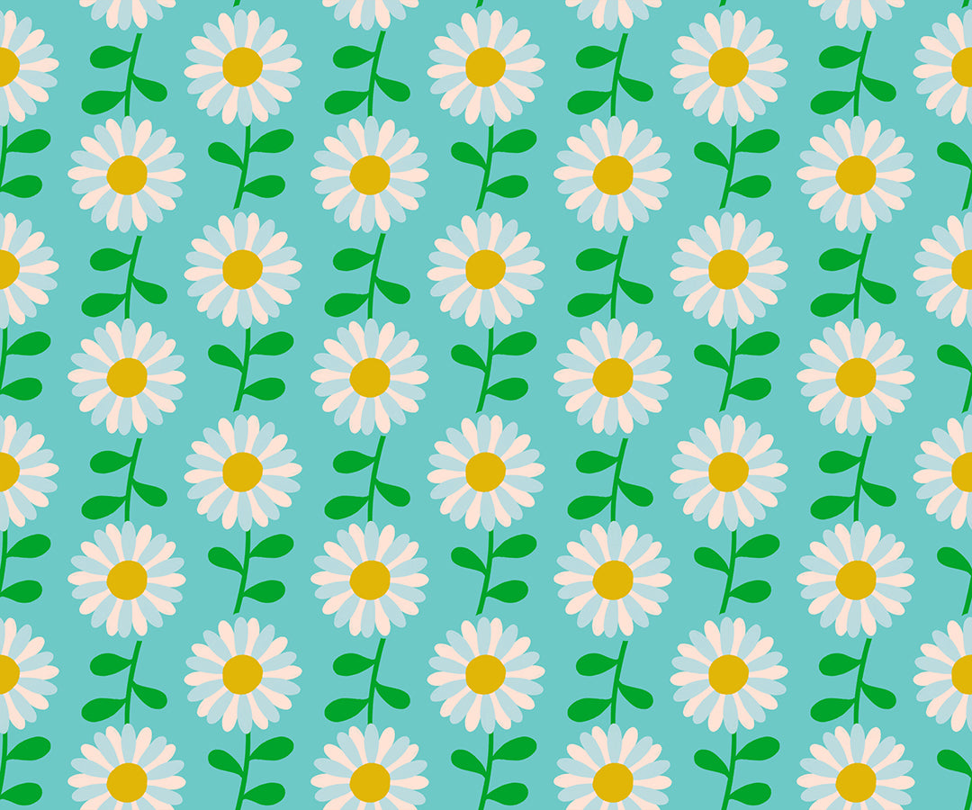 CLEARANCE Flowerland Turquoise Retro Daisy Fabric Yardage by Melody Miller for Ruby Star Society / RS0074 14 / FULL yard continuous cut
