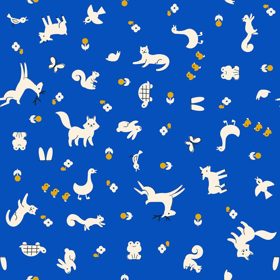 Woodland Park Blue Ribbon Menagerie Fabric by Rashida Coleman Hale for Ruby Star Society / RS1081 16 / Half yard continuous cut