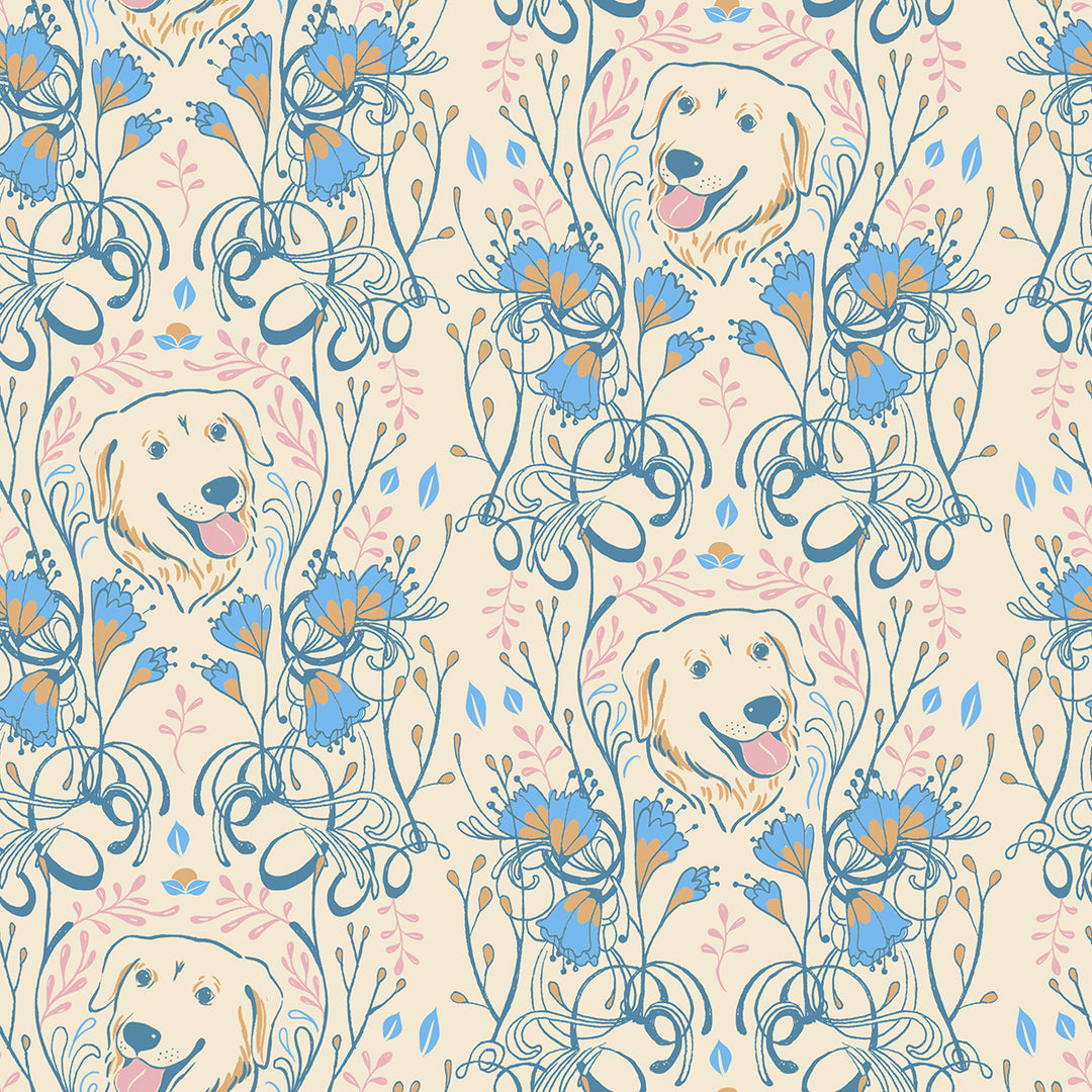 Dog Park Shell Golden Garden Fabric by Sarah Watts for Ruby Star Society / RS2093 11 / Half yard continuous cut