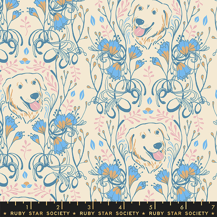 Dog Park Shell Golden Garden Fabric by Sarah Watts for Ruby Star Society / RS2093 11 / Half yard continuous cut