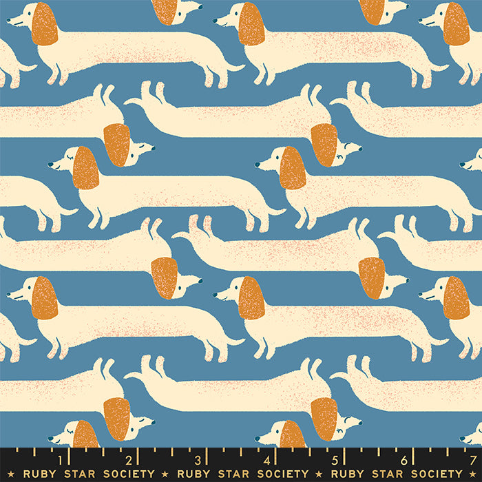 Dog Park Chambray Long Dog Fabric by Sarah Watts for Ruby Star Society / RS2096 12 / Half yard continuous cut