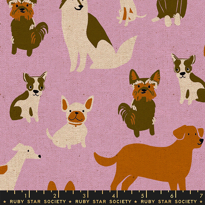 Dog Park Canvas Linen Macaron Dog Medley Fabric for Ruby Star Society / RS2101 20L / Half yard continuous cut