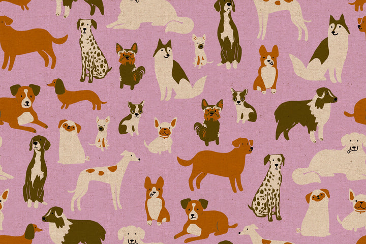 Dog Park Canvas Linen Macaron Dog Medley Fabric for Ruby Star Society / RS2101 20L / Half yard continuous cut