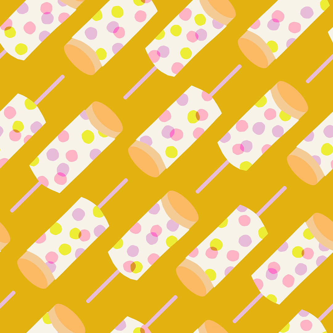Sugar Cone Goldenrod Push Pops Fabric by Kimberly Kight for Ruby Star Society / RS3060 11 / Half yard continuous cut