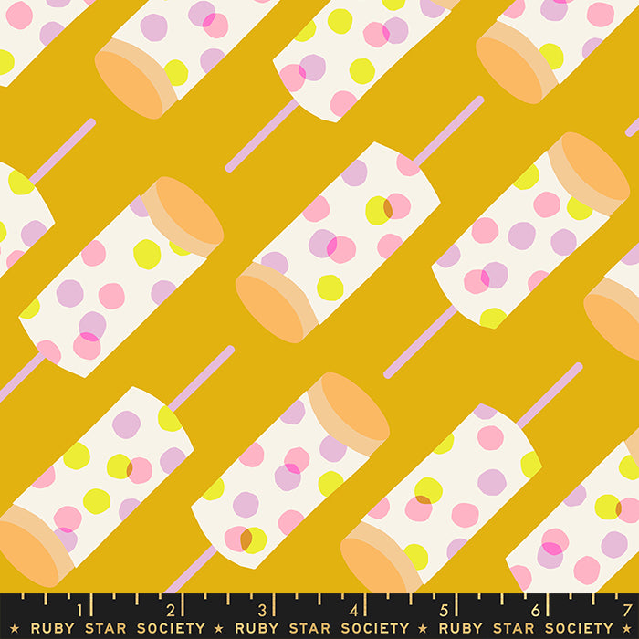 Sugar Cone Goldenrod Push Pops Fabric by Kimberly Kight for Ruby Star Society / RS3060 11 / Half yard continuous cut