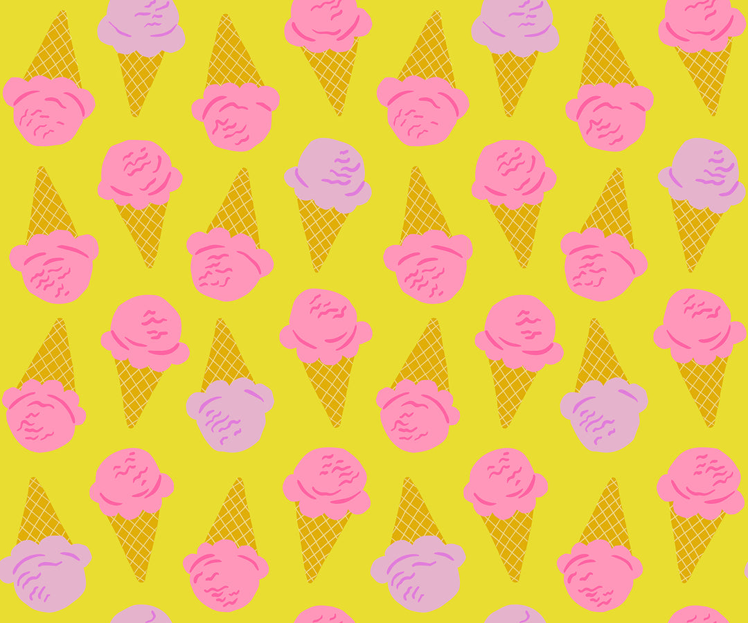 Sugar Cone Citron Ice Cream Cone Fabric by Kimberly Kight for Ruby Star Society / RS3062 11 / Half yard continuous cut