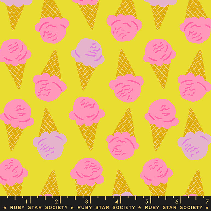 Sugar Cone Citron Ice Cream Cone Fabric by Kimberly Kight for Ruby Star Society / RS3062 11 / Half yard continuous cut