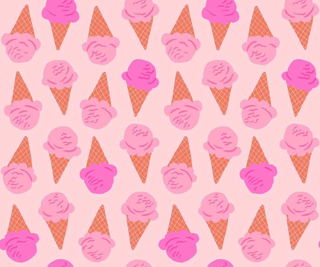 Sugar Cone Cotton Candy Pink Ice Cream Cone Fabric by Kimberly Kight for Ruby Star Society / RS3062 12 / Half yard continuous cut