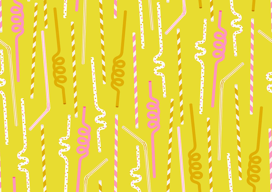 Sugar Cone Citron Novelty Straws Fabric by Kimberly Kight for Ruby Star Society / RS3064 11 / Half yard continuous cut
