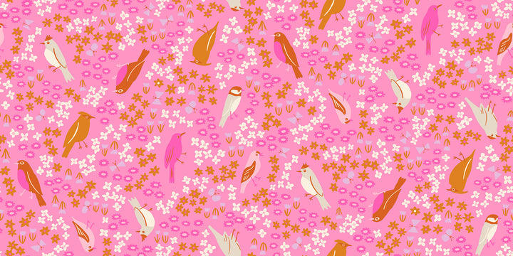 Bird is the Word Flamingo Spark Bird Fabric by Kimberly Kight for Ruby Star Society / RS3077 12 / Half yard continuous cut