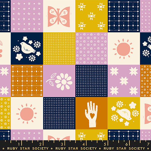 Sugar Maple Navy Patchwork Fabric by Alexia Marcelle Abegg for Ruby Star Society / RS4089 12 / Half yard continuous cut