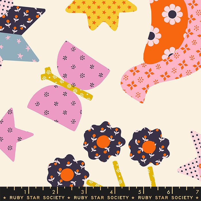 Meadow Star Daisy Applique Menagerie Fabric by Alexia Marcelle Abegg for Ruby Star Society / RS4097 12 / Half yard continuous cut