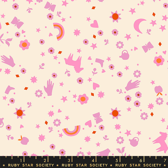 Meadow Star Flamingo Dreamland Retro Horses Fabric by Alexia Marcelle Abegg for Ruby Star Society / RS4099 11 / Half yard continuous cut