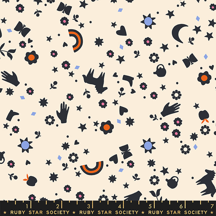 Meadow Star Natural Dreamland Retro Horses Fabric by Alexia Marcelle Abegg for Ruby Star Society / RS4099 12 / Half yard continuous cut