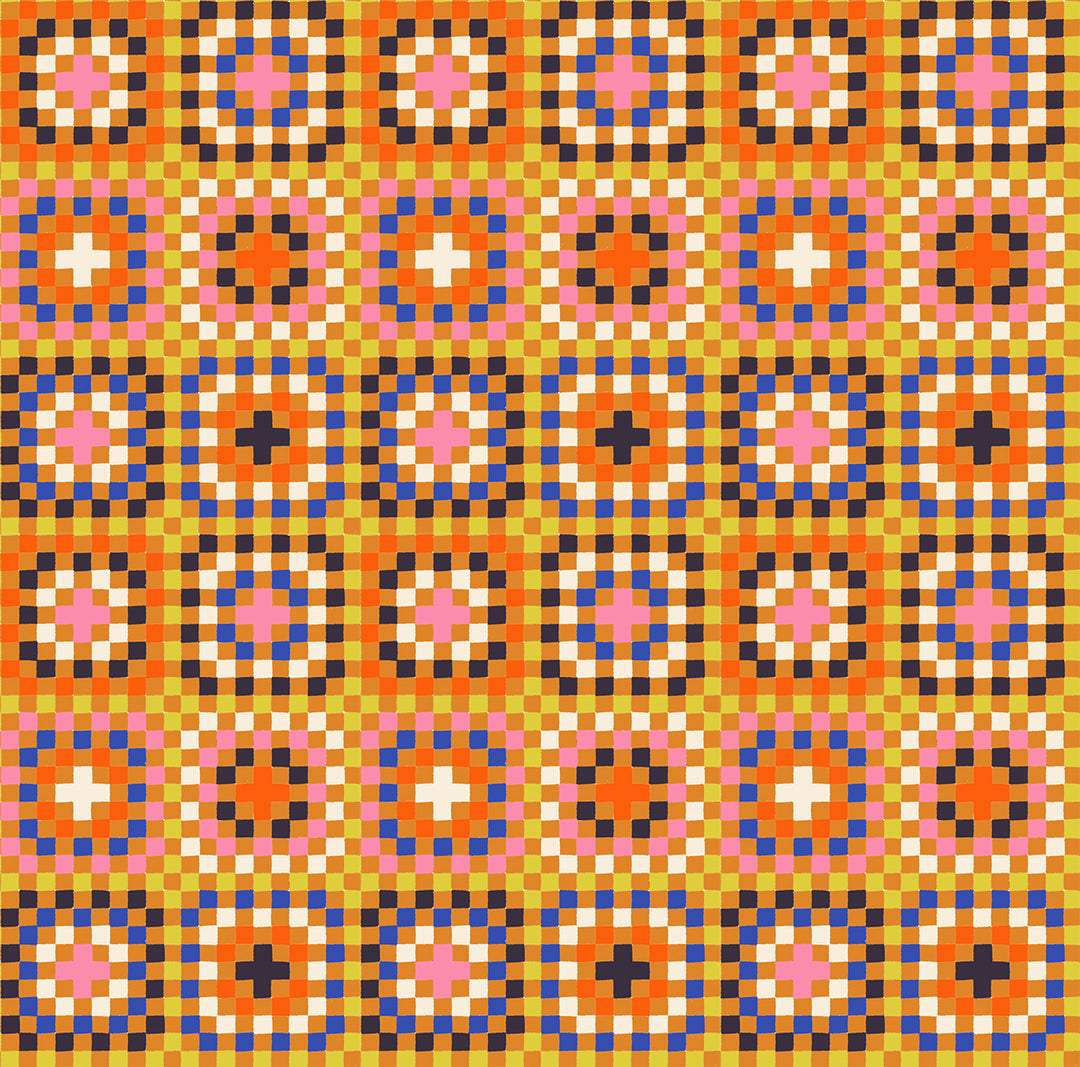 Meadow Star Caramel Mini Granny Squares Fabric by Alexia Marcelle Abegg for Ruby Star Society / RS4101 13 / Half yard continuous cut