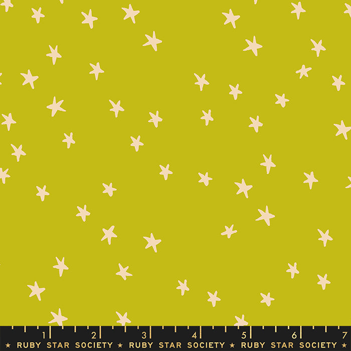 Starry Pistachio Star Fabric by Alexia Marcelle Abegg for Ruby Star Society / RS4109 37 / Half yard continuous cut