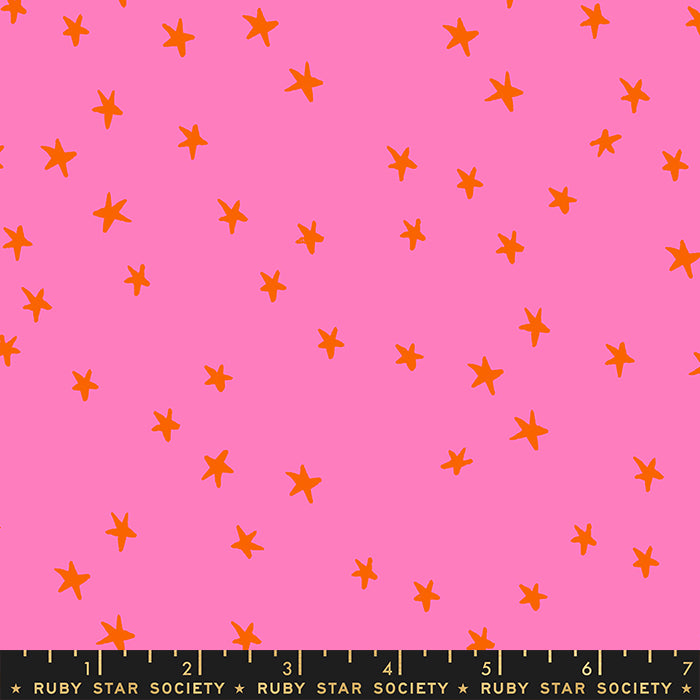 Starry Vivid Pink Star Fabric by Alexia Marcelle Abegg for Ruby Star Society / RS4109 41 / Half yard continuous cut