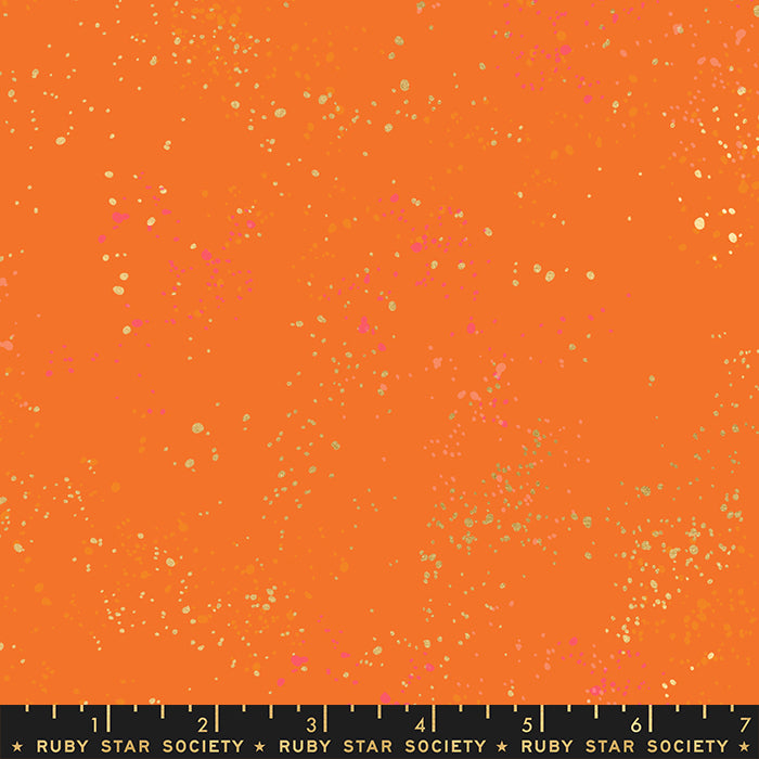 Speckled Burnt Orange Metallic Fabric by Rashida Coleman Hale for Ruby Star Society / RS5027 98M / Half yard continuous cut