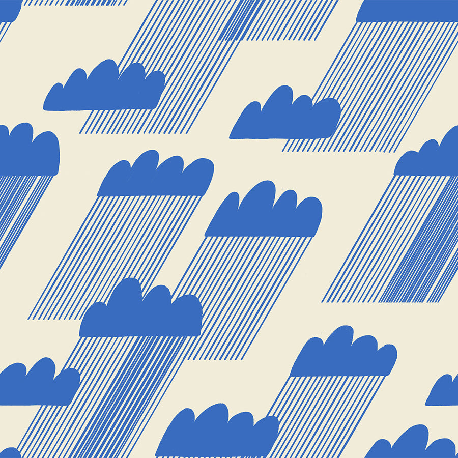 Water Royal Blue Rainclouds Fabric Collaborative Collection for Ruby Star Society / RS5126 11 / Half yard continuous cut